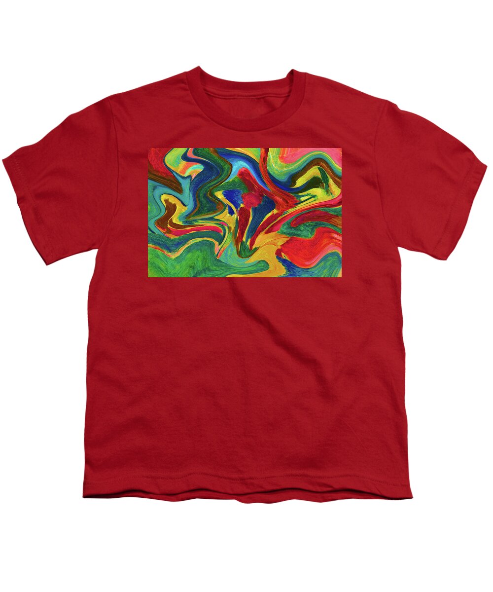Colorful Youth T-Shirt featuring the mixed media The Colorful Spirit of Abstraction by Shelli Fitzpatrick