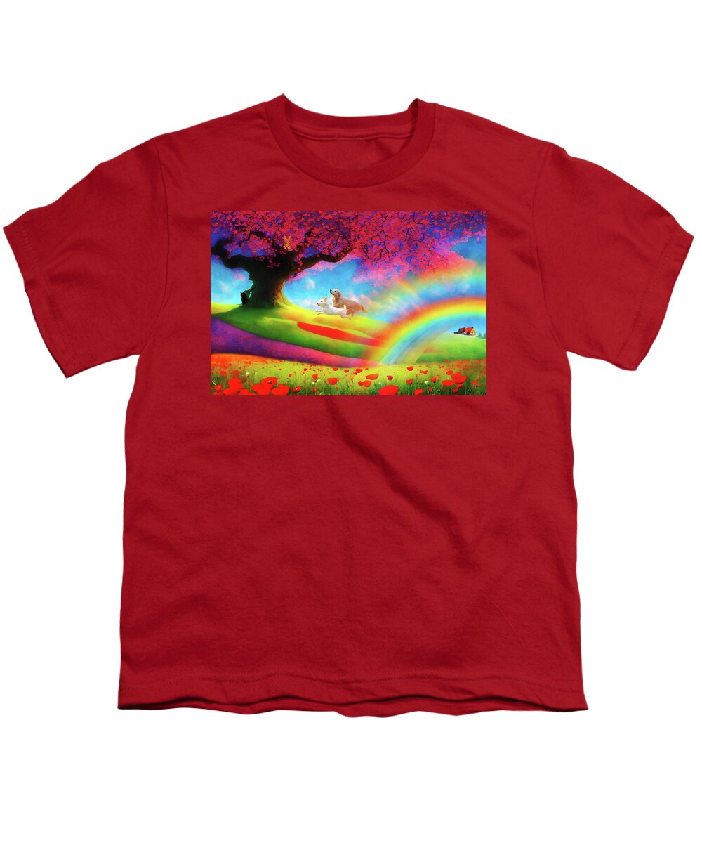 Rainbow Bridge Youth T-Shirt featuring the digital art The Rainbow Bridge by Peggy Collins