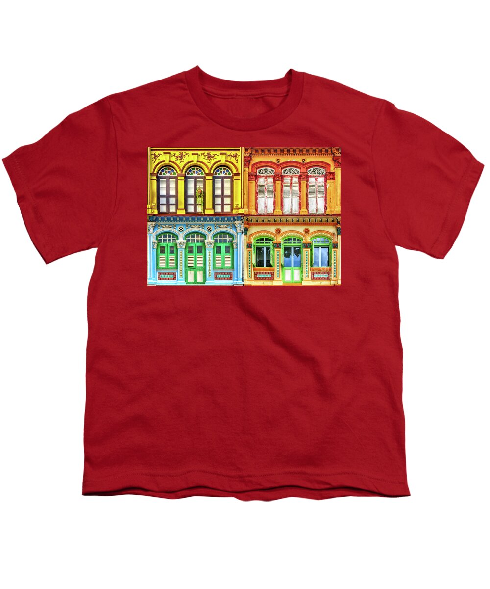 Singapore Youth T-Shirt featuring the photograph The Singapore Shophouse 52 by John Seaton Callahan