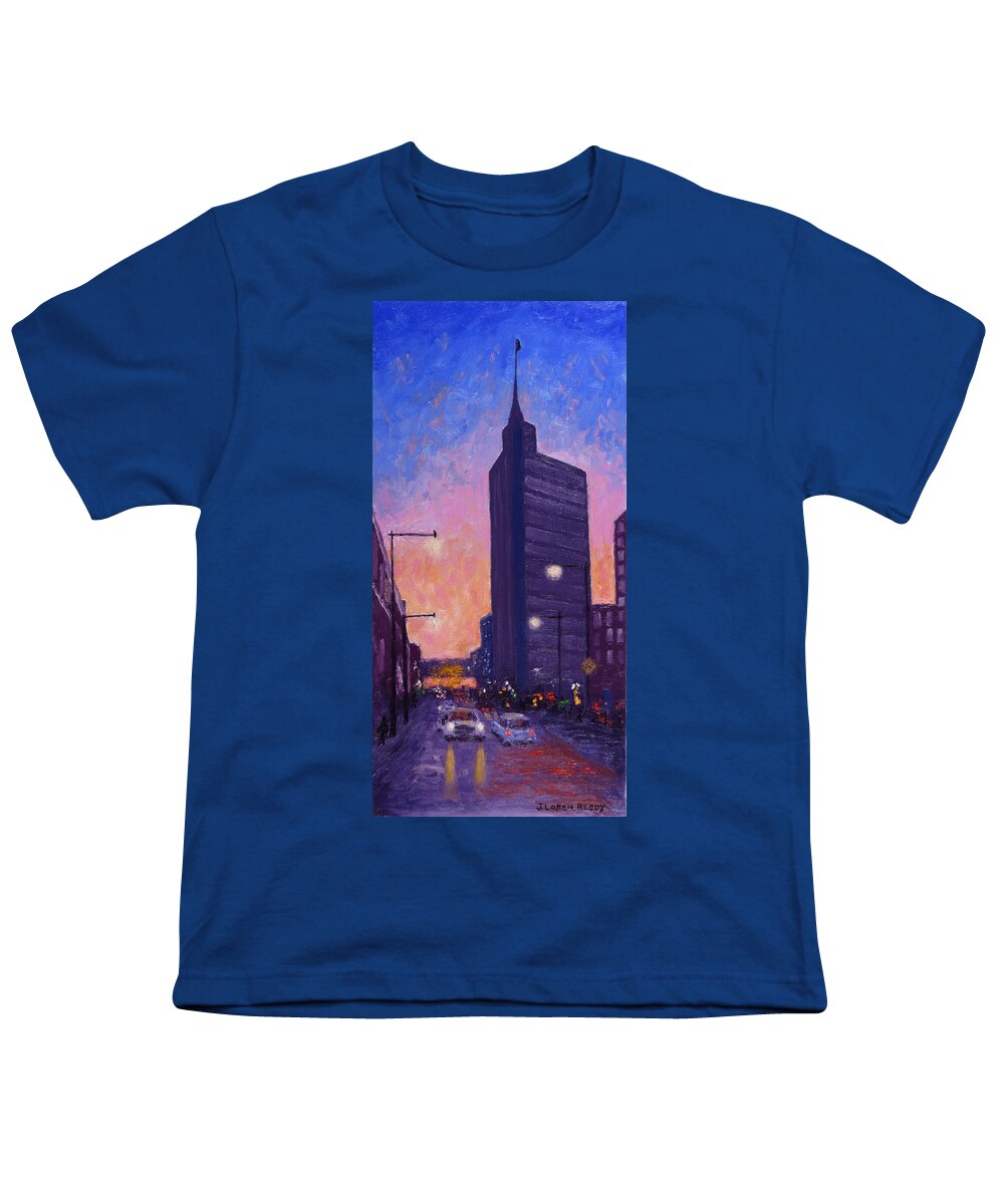 Oil Painting Youth T-Shirt featuring the painting Night Street by J Loren Reedy