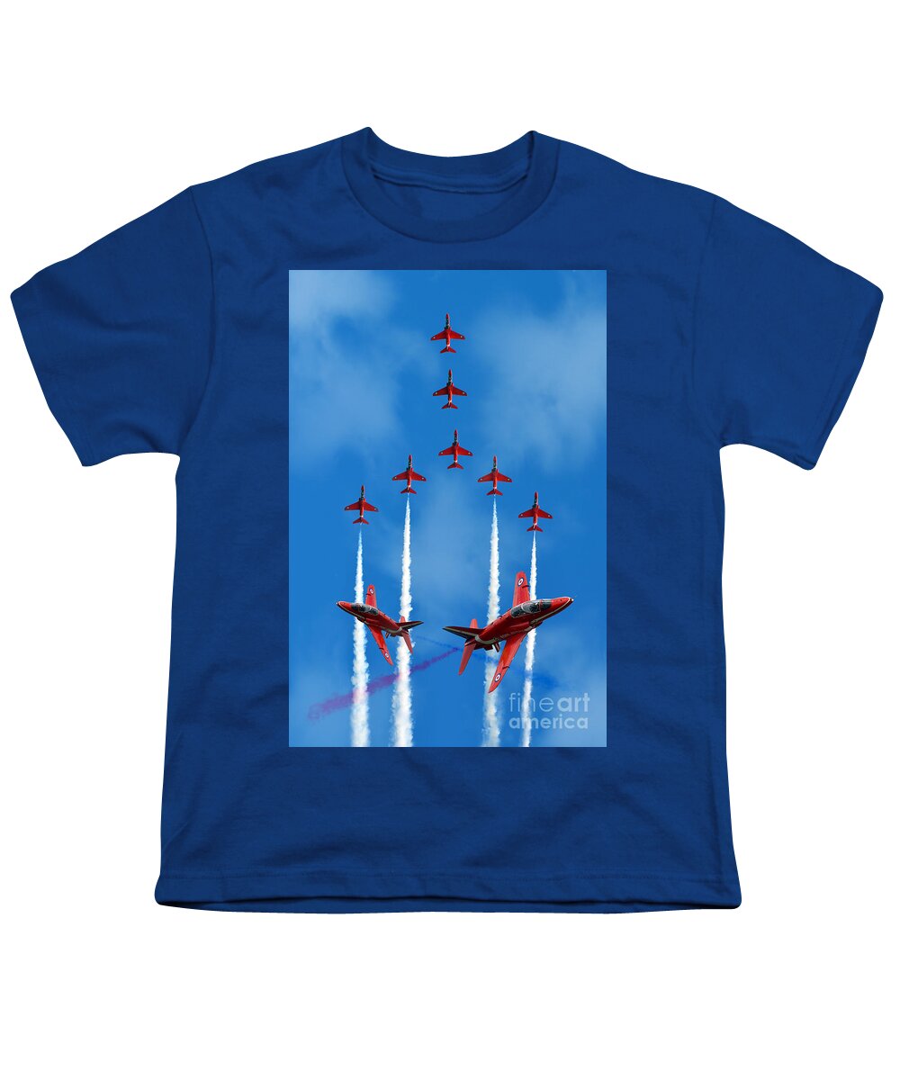 The Red Arrows Youth T-Shirt featuring the digital art The Red Arrows by Airpower Art