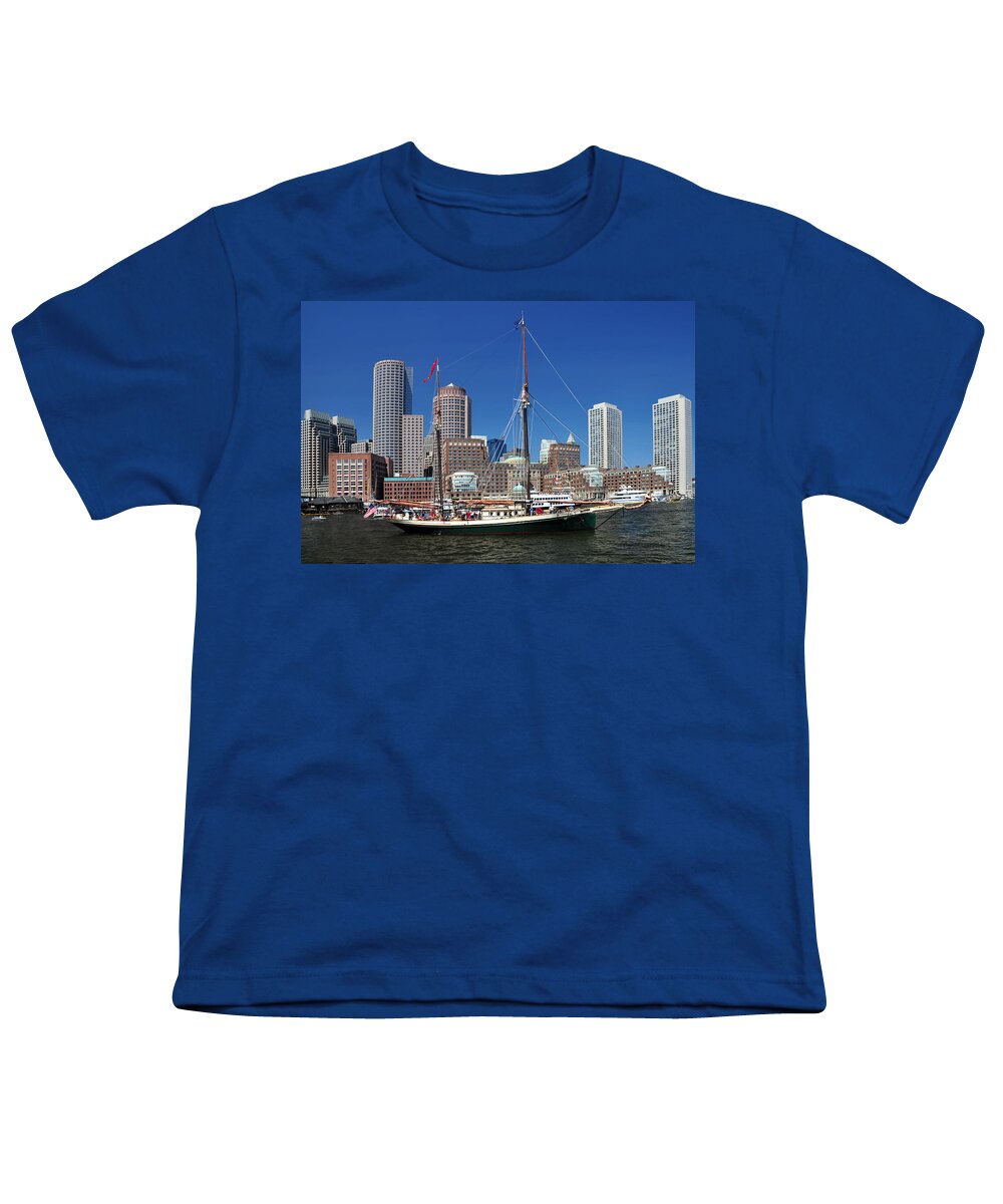 New England's Best Youth T-Shirt featuring the photograph A Ship in Boston Harbor by Mitchell Grosky