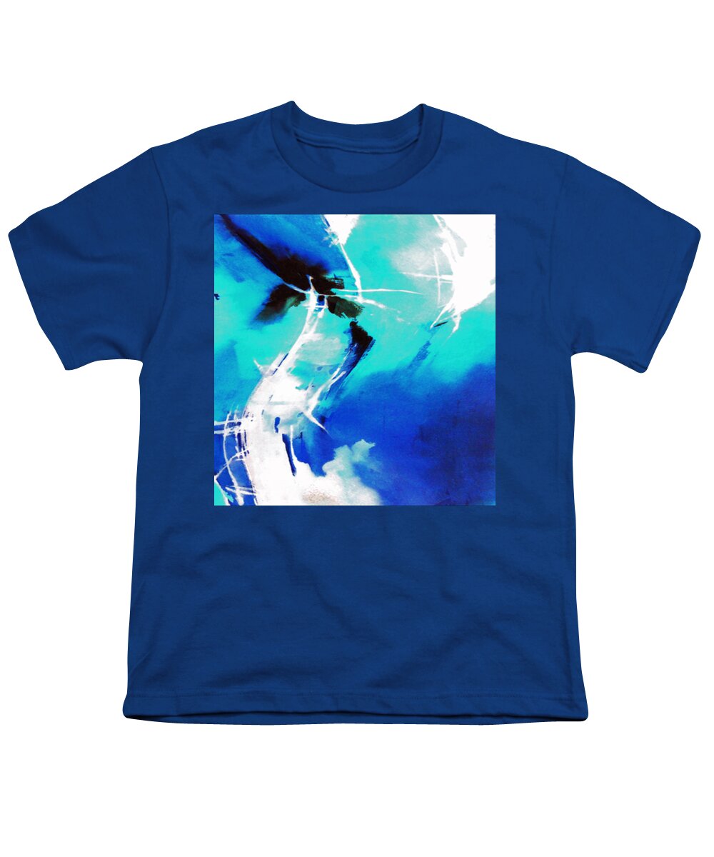 Abstract Youth T-Shirt featuring the painting Blue Abstract by Anil Nene