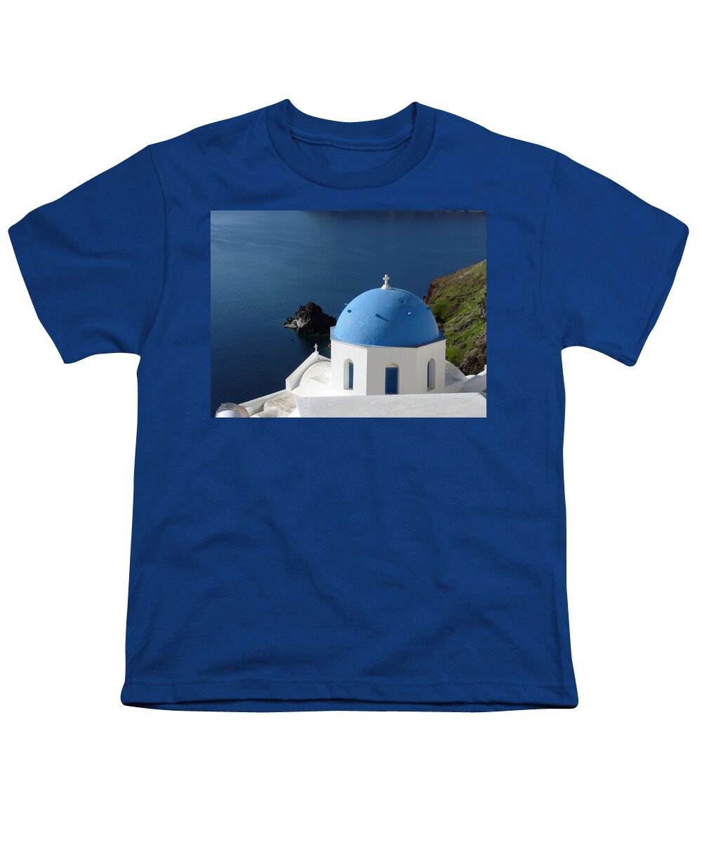 Travel Youth T-Shirt featuring the photograph Blue Domed Church by Lucinda Walter