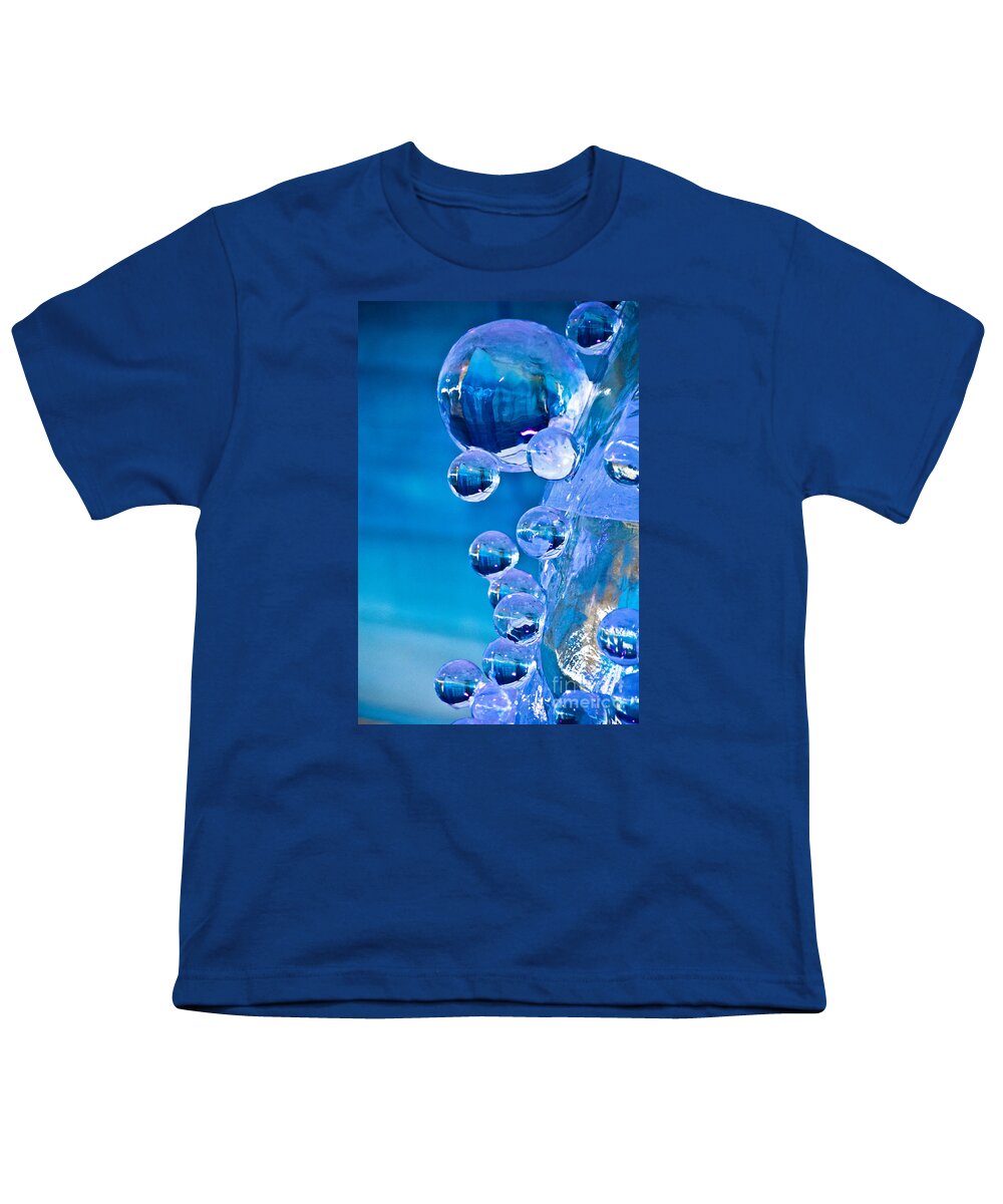  Winterlude Youth T-Shirt featuring the photograph Blue Ice Bubbles by Cheryl Baxter