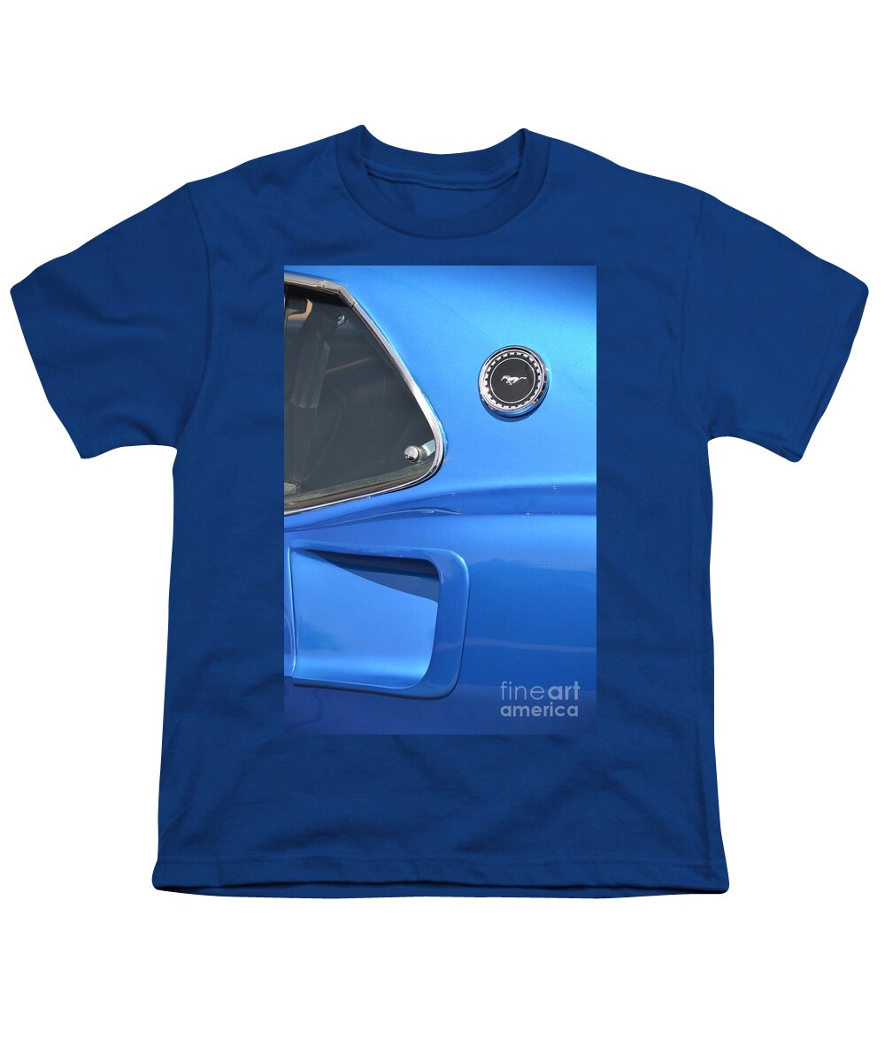  Youth T-Shirt featuring the photograph Blue Mach 1 Mustang by Dean Ferreira