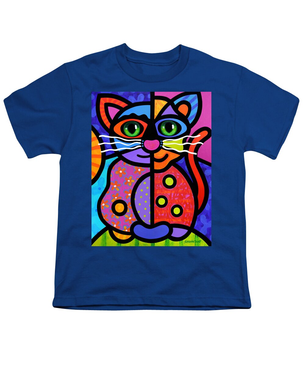 Cat Youth T-Shirt featuring the painting Calico Cat by Steven Scott