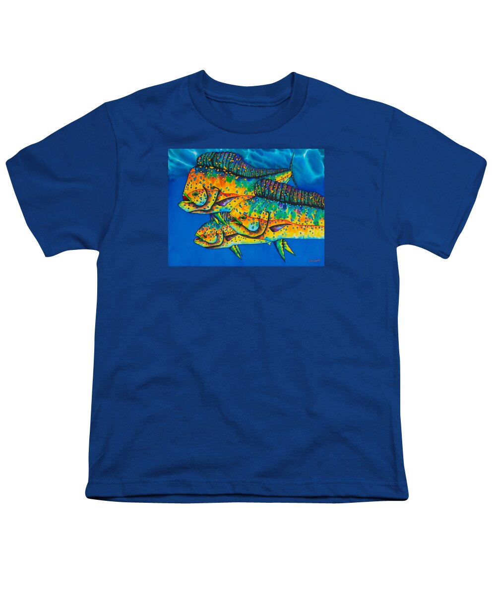 Mahi Mahi Youth T-Shirt featuring the painting Caribbean Mahi Mahi - Dorado Fish by Daniel Jean-Baptiste