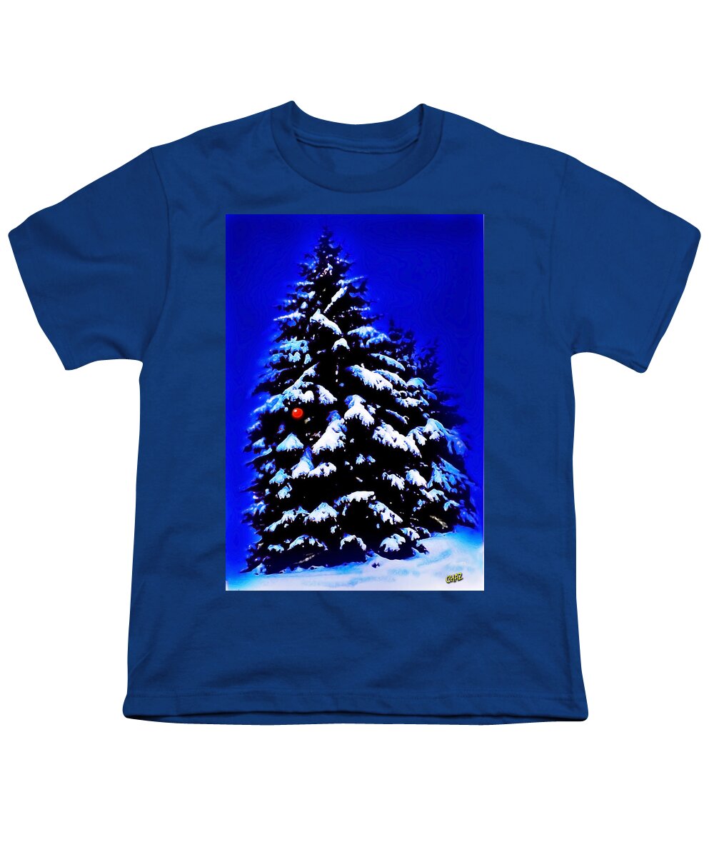 Christmas Youth T-Shirt featuring the painting Christmas Tree with Red Ball by CHAZ Daugherty