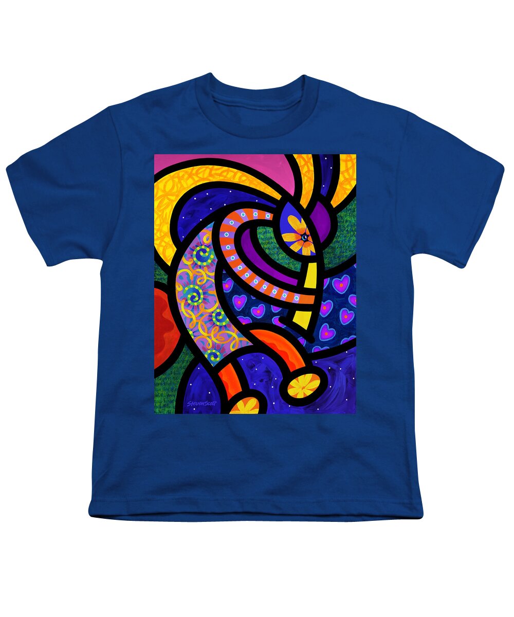 Kokopelli Youth T-Shirt featuring the painting Coco Koko Pelli by Steven Scott