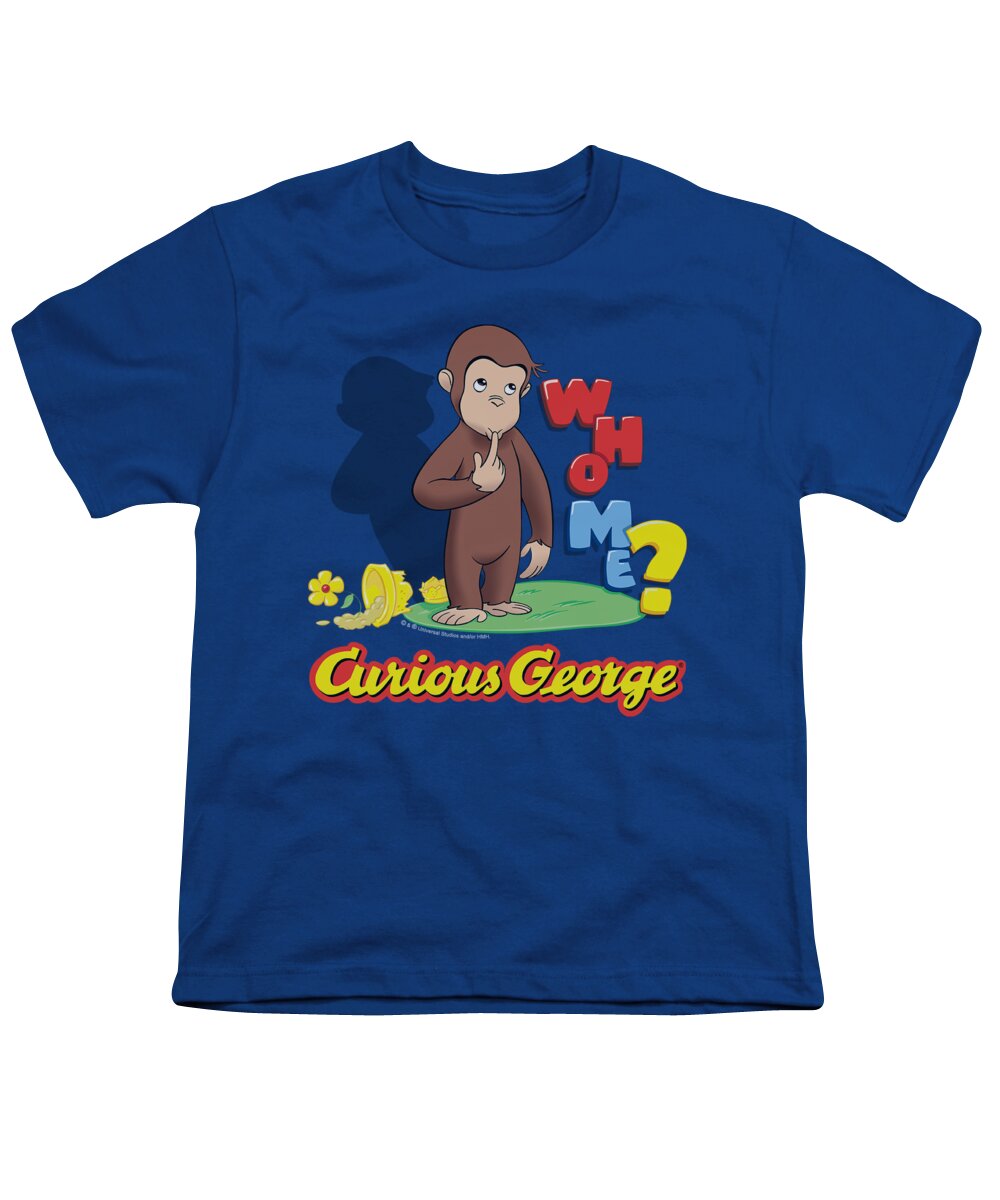 Curious George Youth T-Shirt featuring the digital art Curious George - Who Me by Brand A