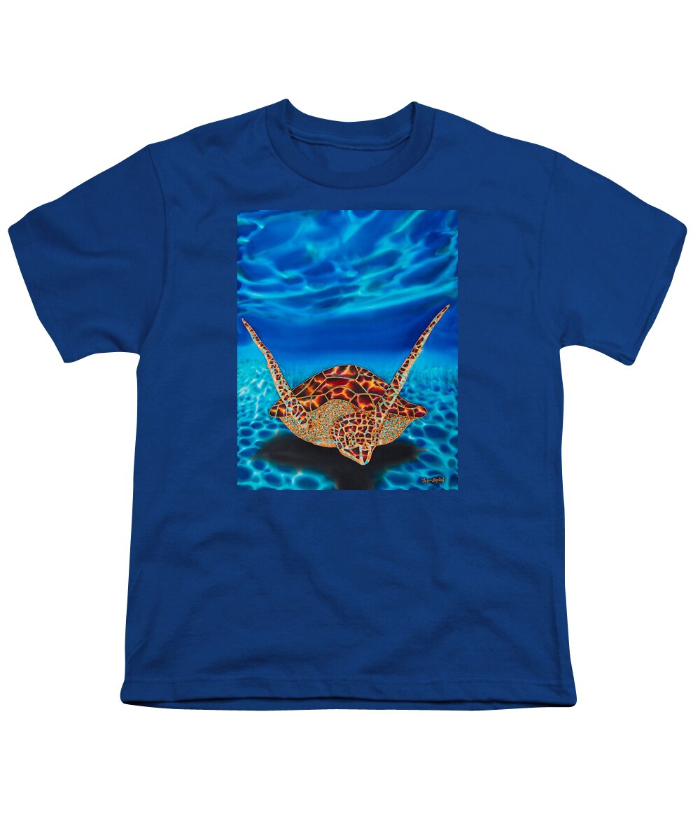 Sea Turtle Youth T-Shirt featuring the painting Hawksbill Sea Turtle II by Daniel Jean-Baptiste
