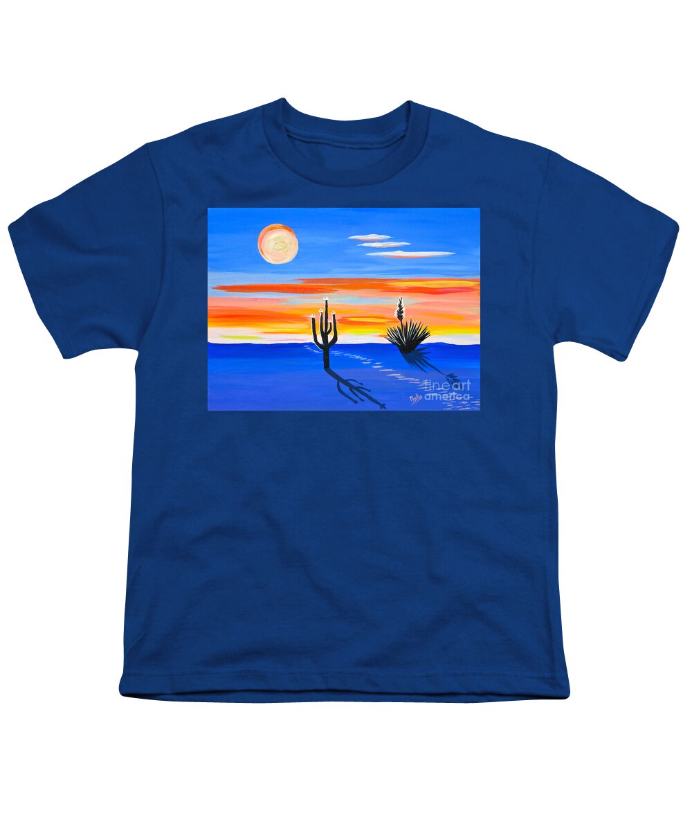 Desert Youth T-Shirt featuring the painting Moonlight on the Desert by Phyllis Kaltenbach