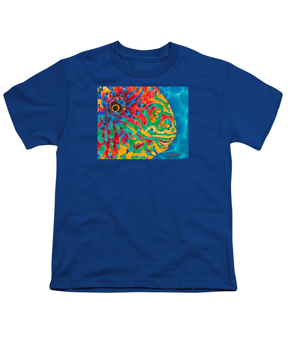 Diving Youth T-Shirt featuring the painting Parrotfish by Daniel Jean-Baptiste