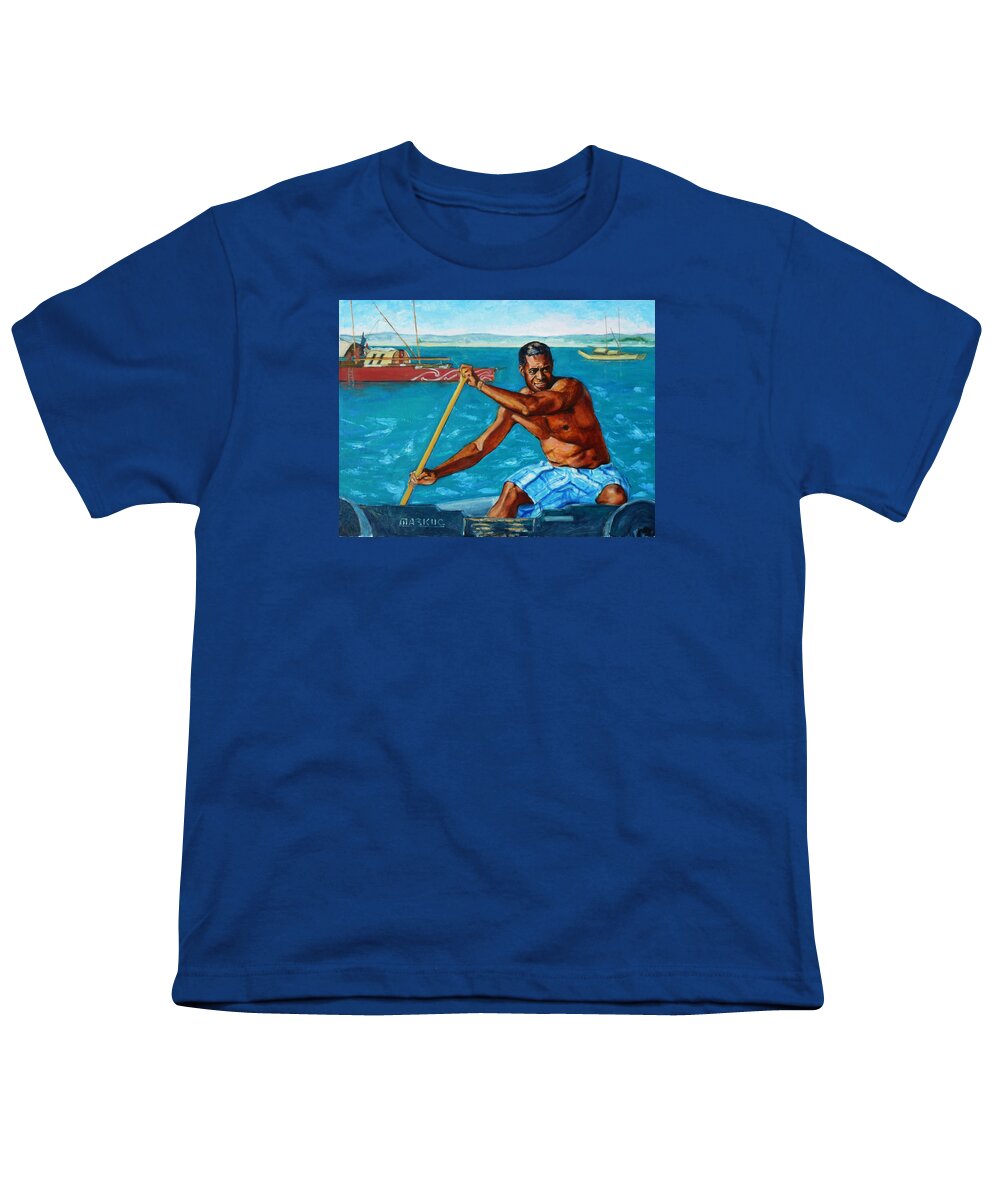 The Spirit Of The Sea Youth T-Shirt featuring the painting The Spirit of the Sea - Pacific Voyagers I by Xueling Zou