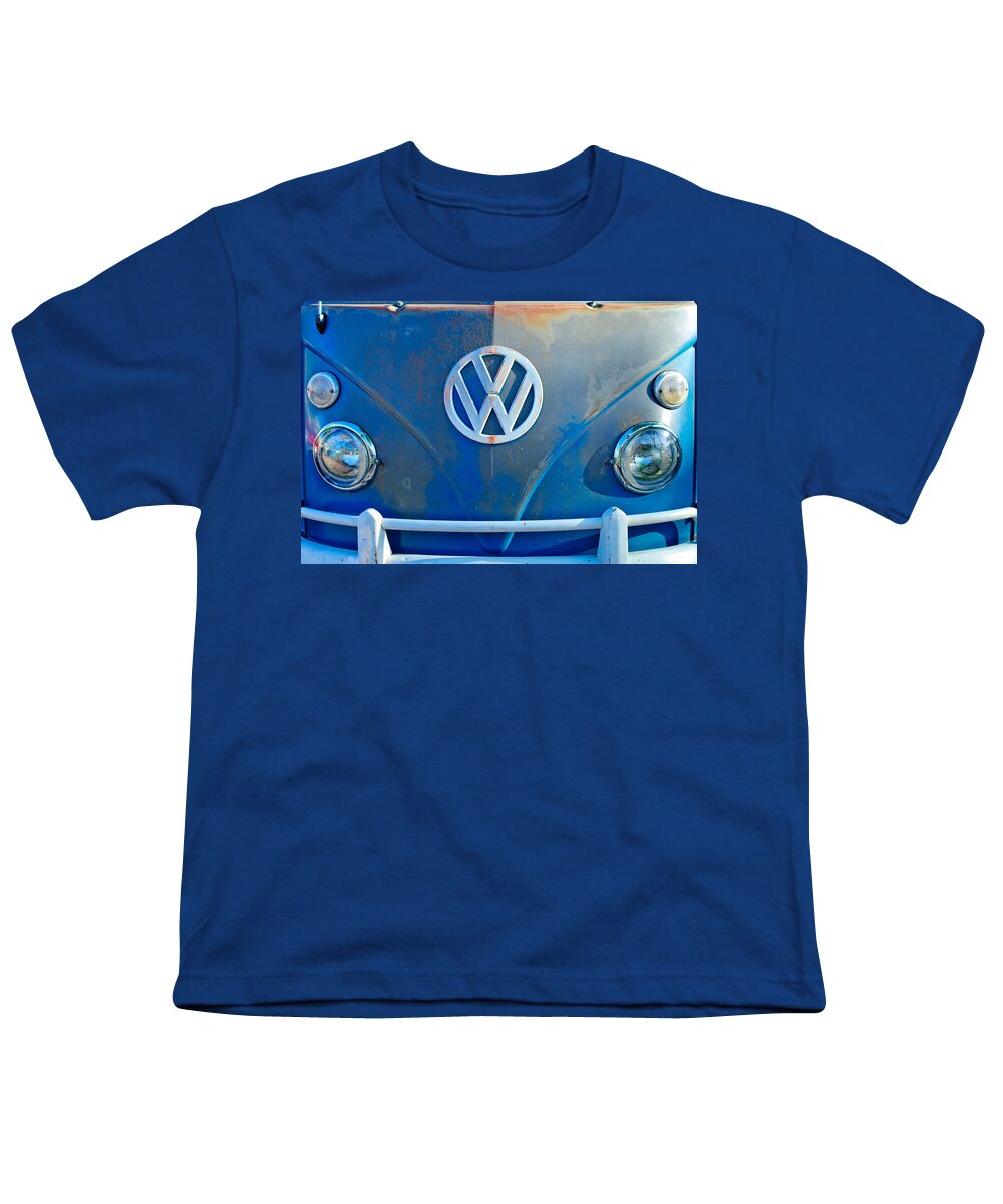 Volkswagen Vw Bus Front Emblem Youth T-Shirt featuring the photograph Volkswagen VW Bus Front Emblem by Jill Reger