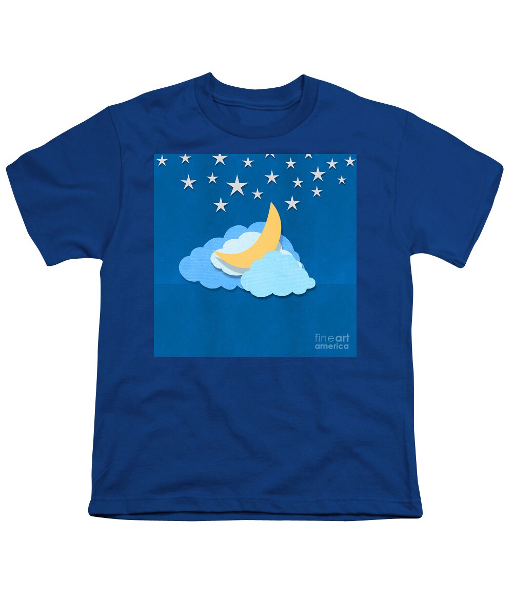 Antique Youth T-Shirt featuring the digital art Cloud Moon And Stars Design by Setsiri Silapasuwanchai