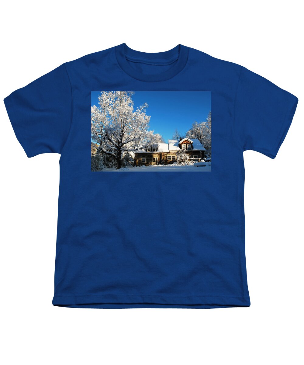 Snow Youth T-Shirt featuring the photograph October Snow by Lori Tambakis