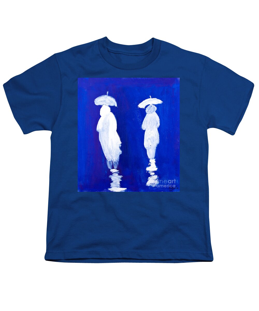 Art Youth T-Shirt featuring the painting Rain Walkers by Simon Bratt