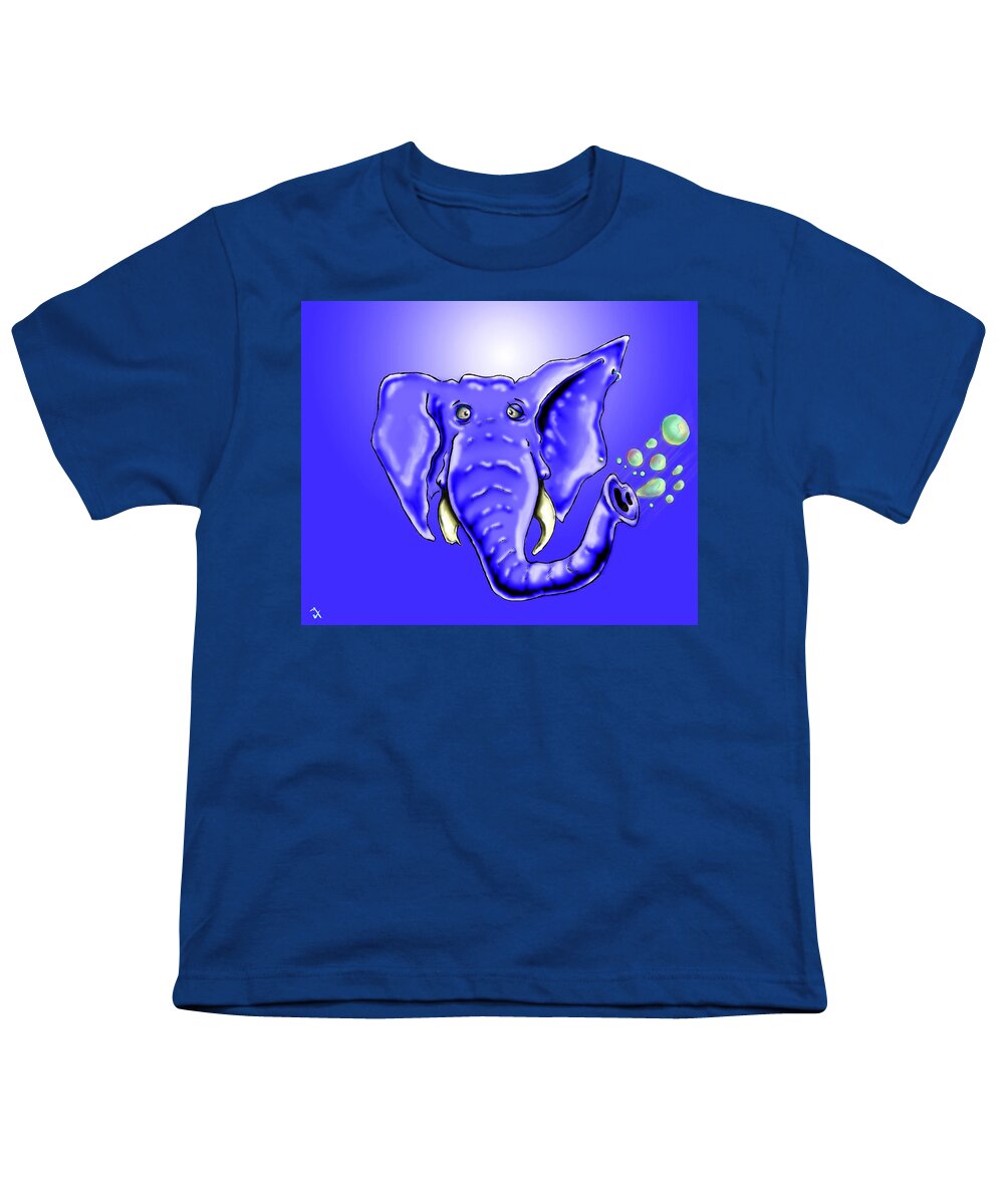 Elephant Youth T-Shirt featuring the drawing Ringo Party Animal Blue by Adam Vance