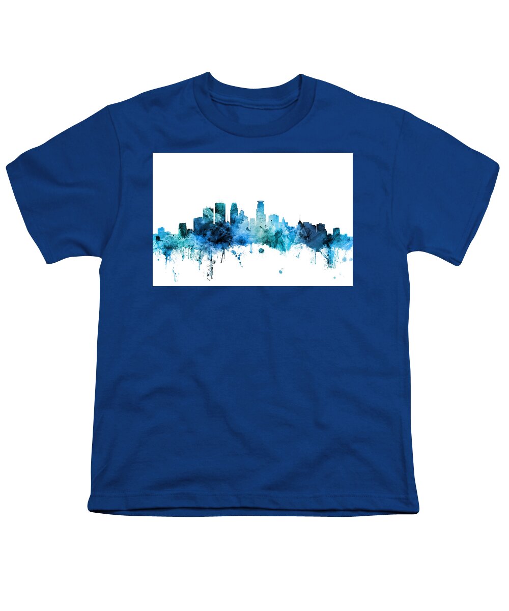 Minneapolis Youth T-Shirt featuring the digital art Minneapolis Minnesota Skyline #8 by Michael Tompsett