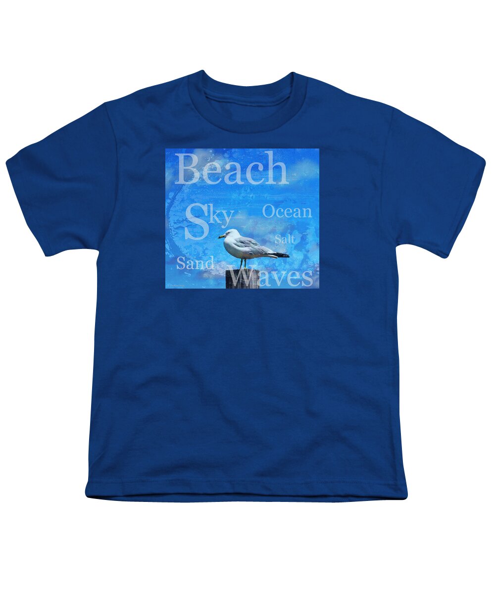 Seagull Youth T-Shirt featuring the painting Beach Art Seagull By Sharon Cummings by Sharon Cummings