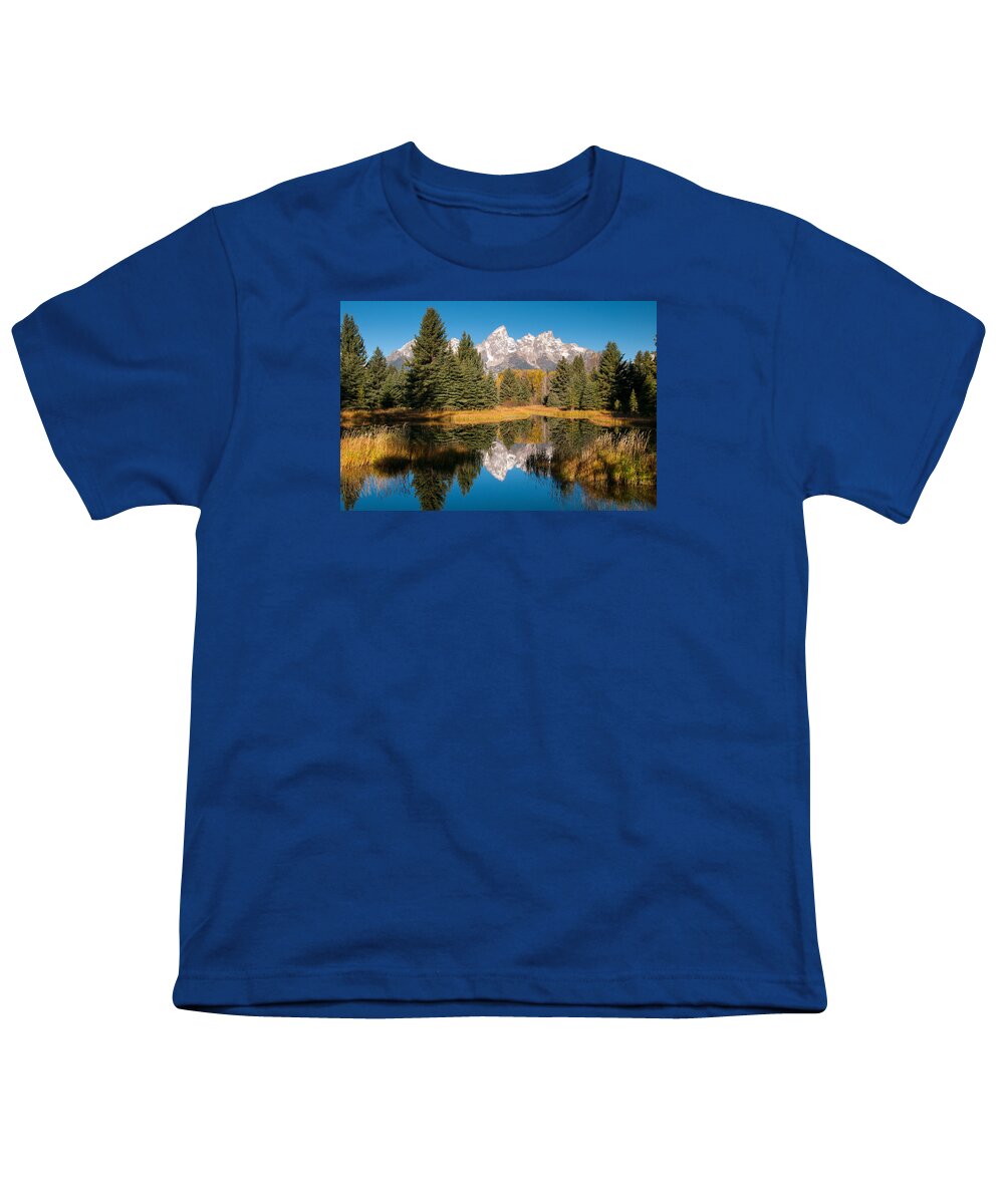 Grand Teton Youth T-Shirt featuring the photograph Beaver Pond at Schwabacher Landing by Steve Stuller