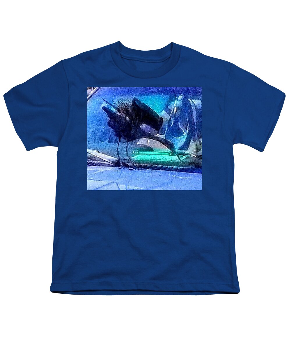 Bird Youth T-Shirt featuring the photograph Blue Heron Before Takeoff by Suzanne Berthier