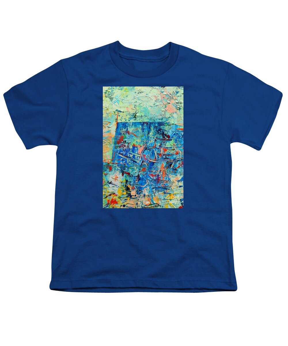Blue Youth T-Shirt featuring the painting Blue Play 3 by Ana Maria Edulescu