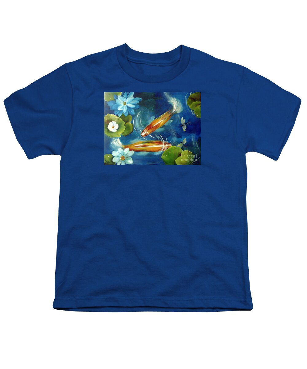 Koi Youth T-Shirt featuring the painting Bubble Maker by Carol Sweetwood