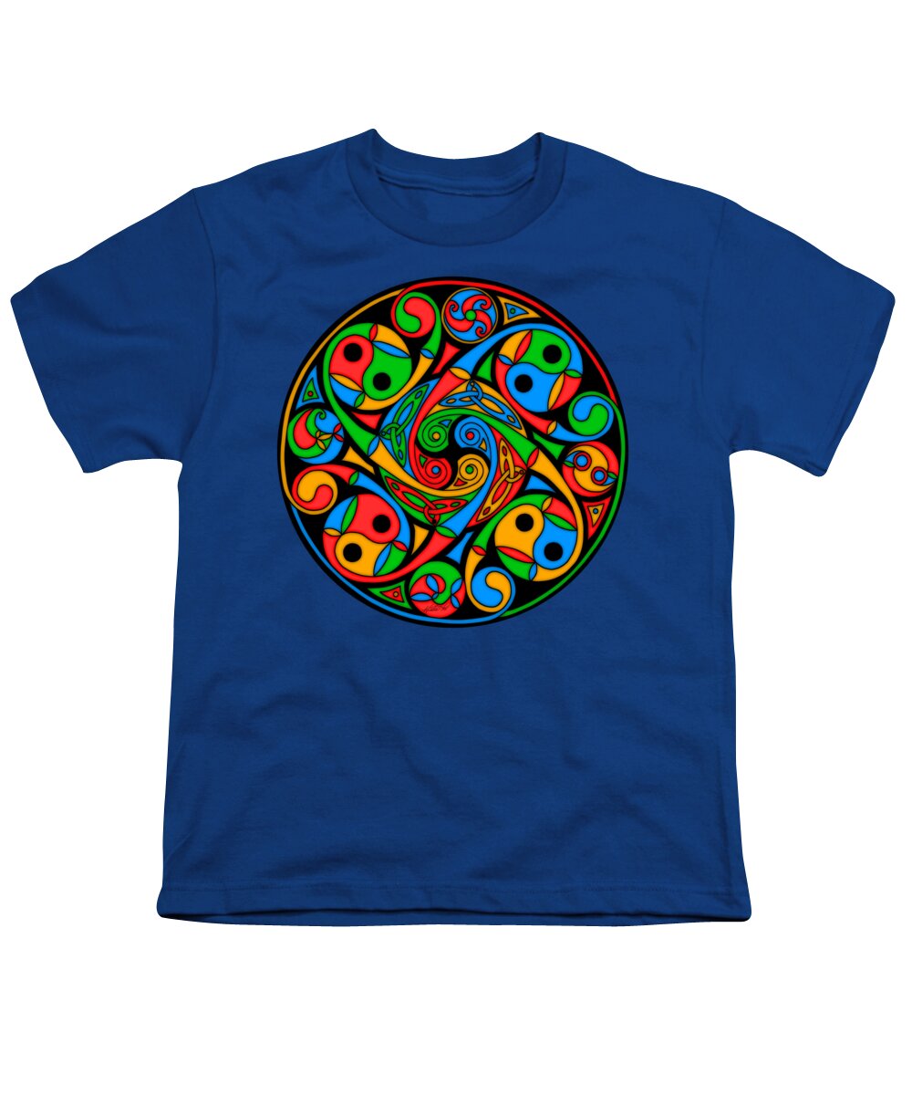Artoffoxvox Youth T-Shirt featuring the mixed media Celtic Stained Glass Spiral by Kristen Fox