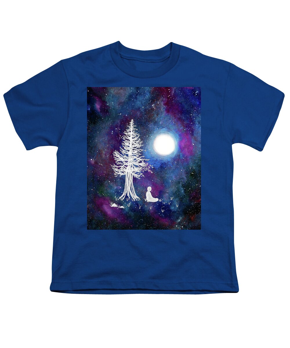 Zenbreeze Youth T-Shirt featuring the painting Cosmic Buddha Meditation by Laura Iverson
