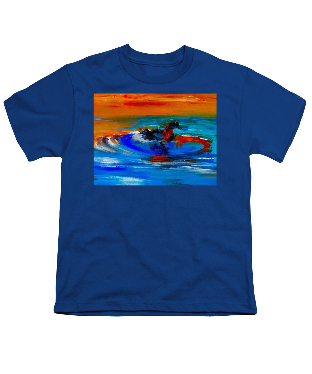 Deep Youth T-Shirt featuring the digital art Deep Blue Painterly Duck by Lisa Kaiser