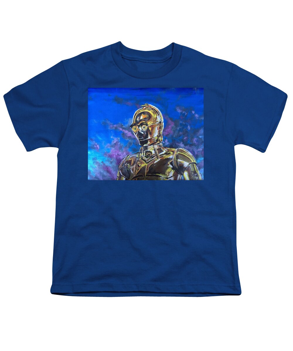 Pop Art Youth T-Shirt featuring the painting Do Droids Cry Electric Tears? by Joel Tesch