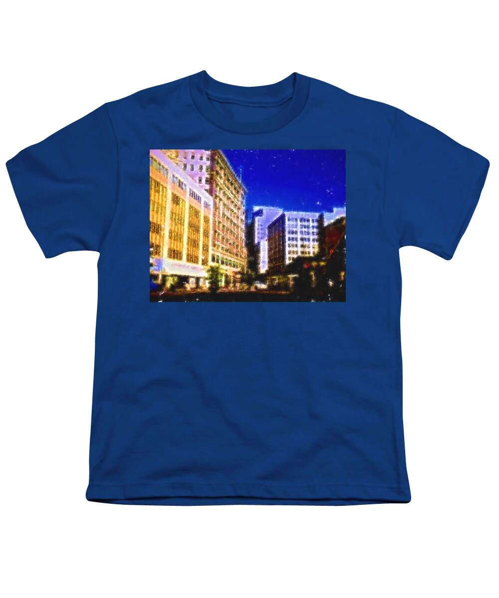 Vintage Seattle Youth T-Shirt featuring the digital art Downtown Seattle by Cathy Anderson