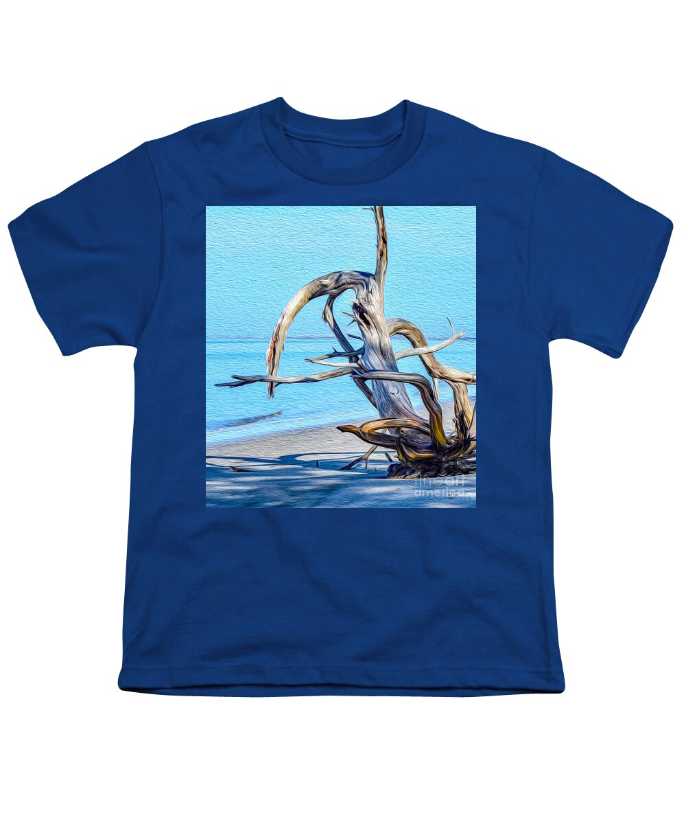 Art Youth T-Shirt featuring the painting Driftwood on Jekyll by DB Hayes