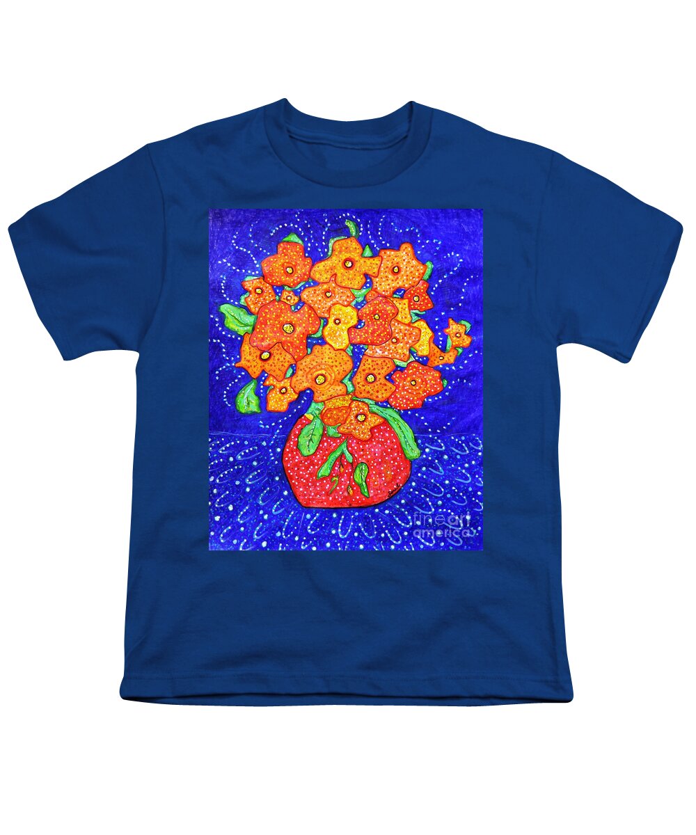 Flower Youth T-Shirt featuring the drawing Exuberance by Sarah Loft