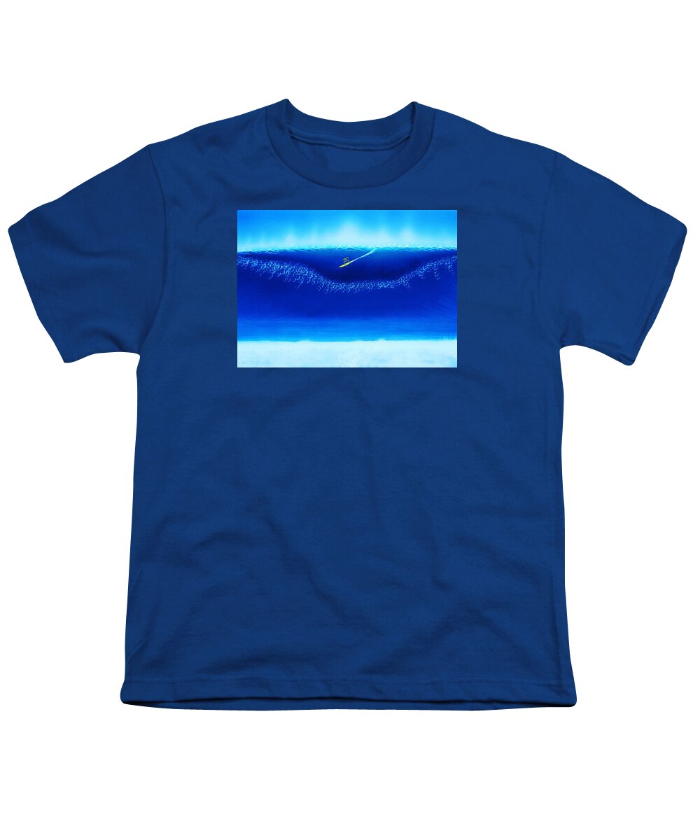 Surfing Youth T-Shirt featuring the painting Greg Noll - Makaha 12-4-1969 by John Kaelin