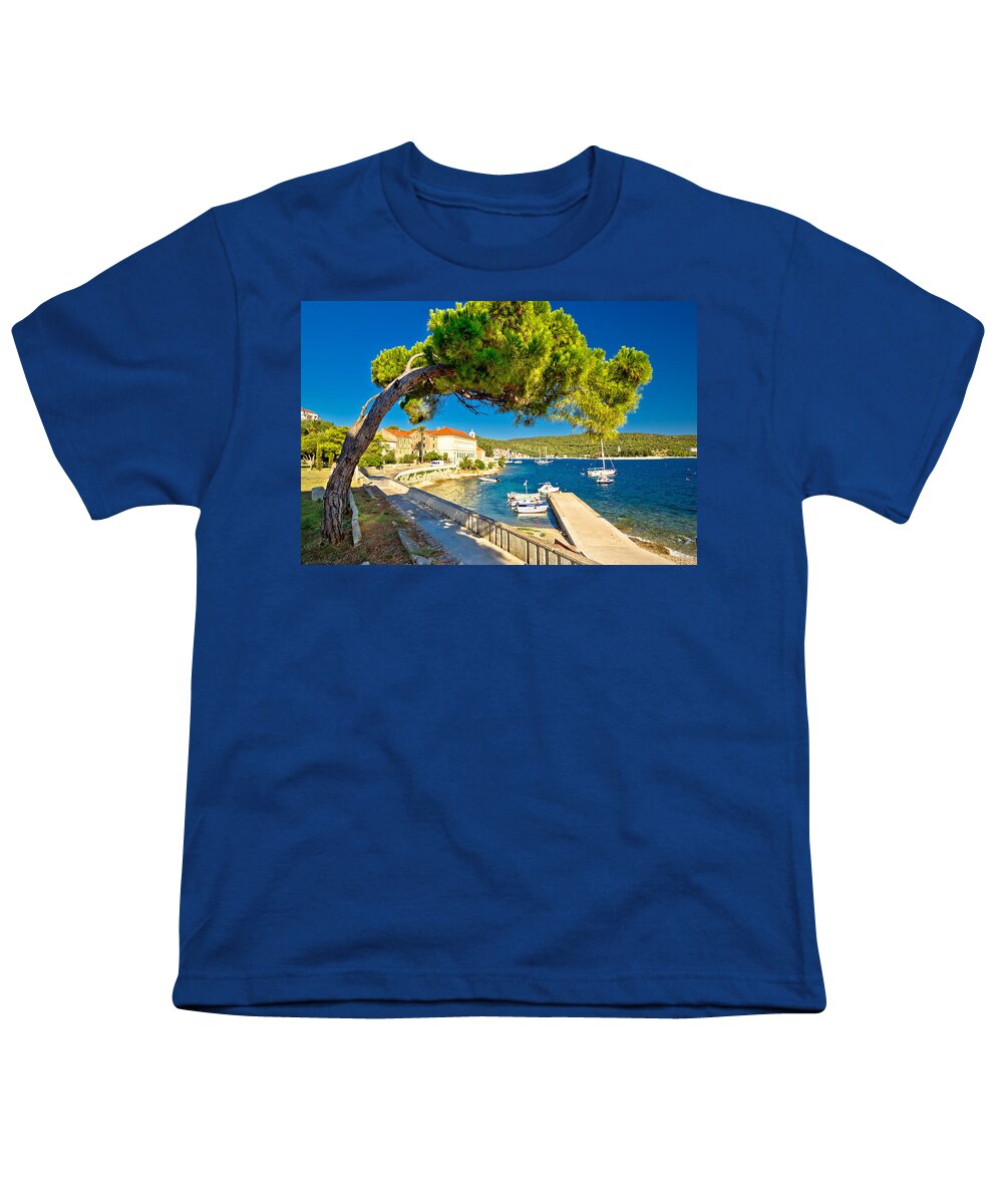 Seafront Youth T-Shirt featuring the photograph Island of Vis seafront walkway view by Brch Photography