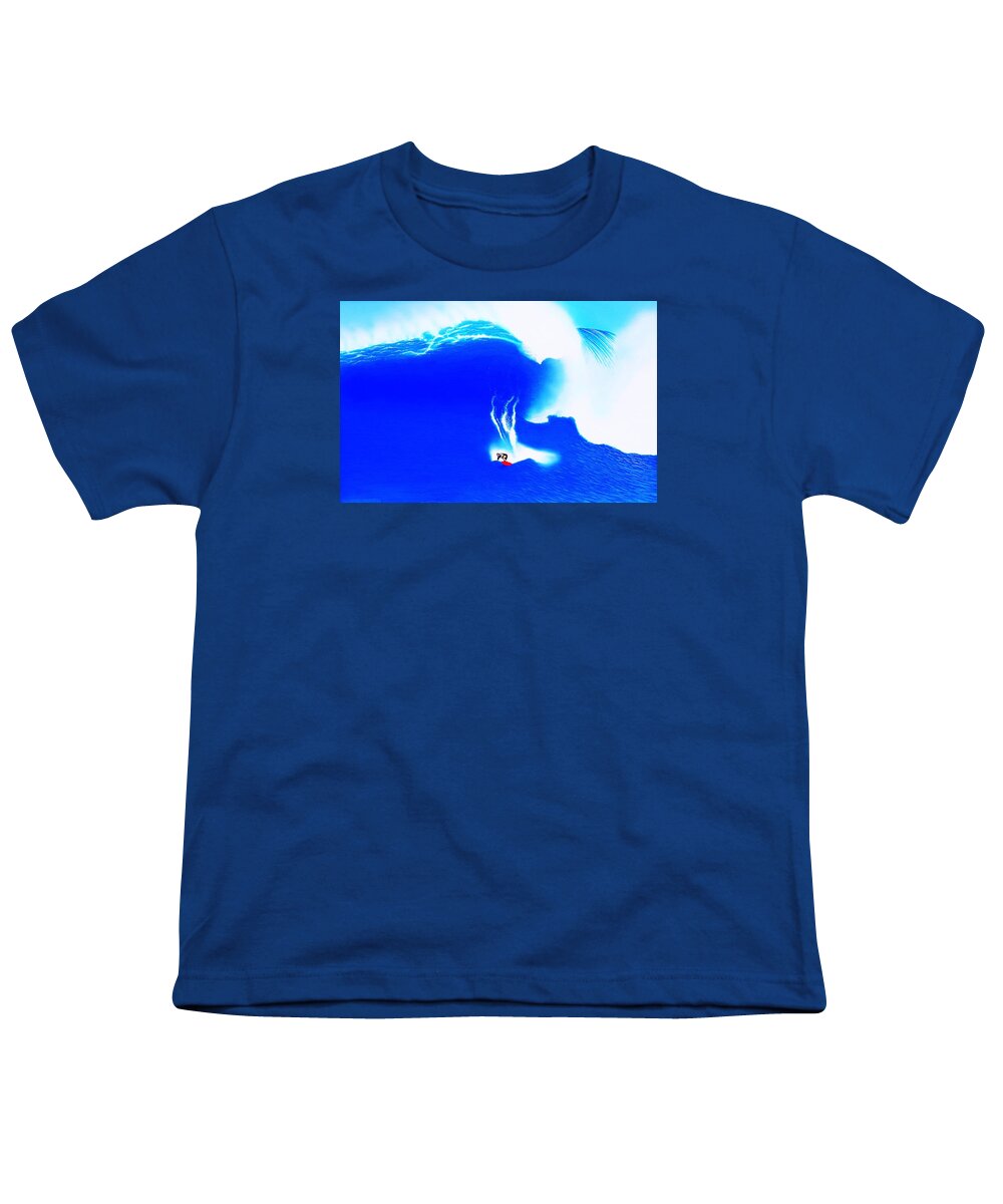 Surfing Youth T-Shirt featuring the painting Jaws 1998 by John Kaelin