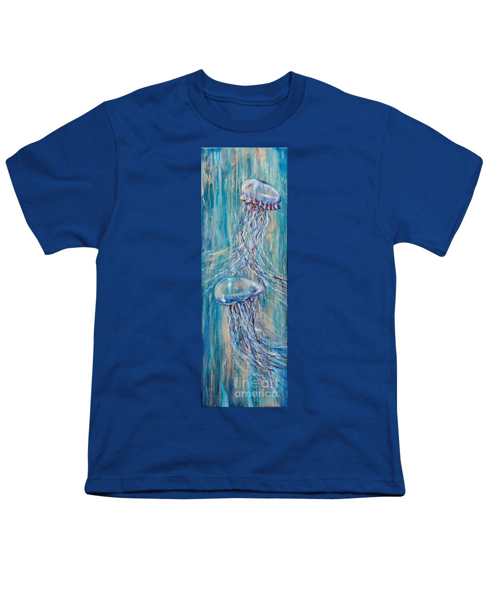 Water Youth T-Shirt featuring the painting Jelli Blues by Linda Olsen