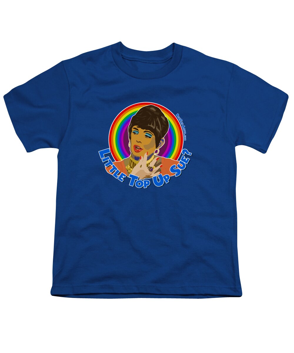 Abigails Party Alison Steadman Demis Roussos Play Mike Leigh Beautiful Lips Top Up Sue Youth T-Shirt featuring the digital art Little Top Up Sue by BFA Prints