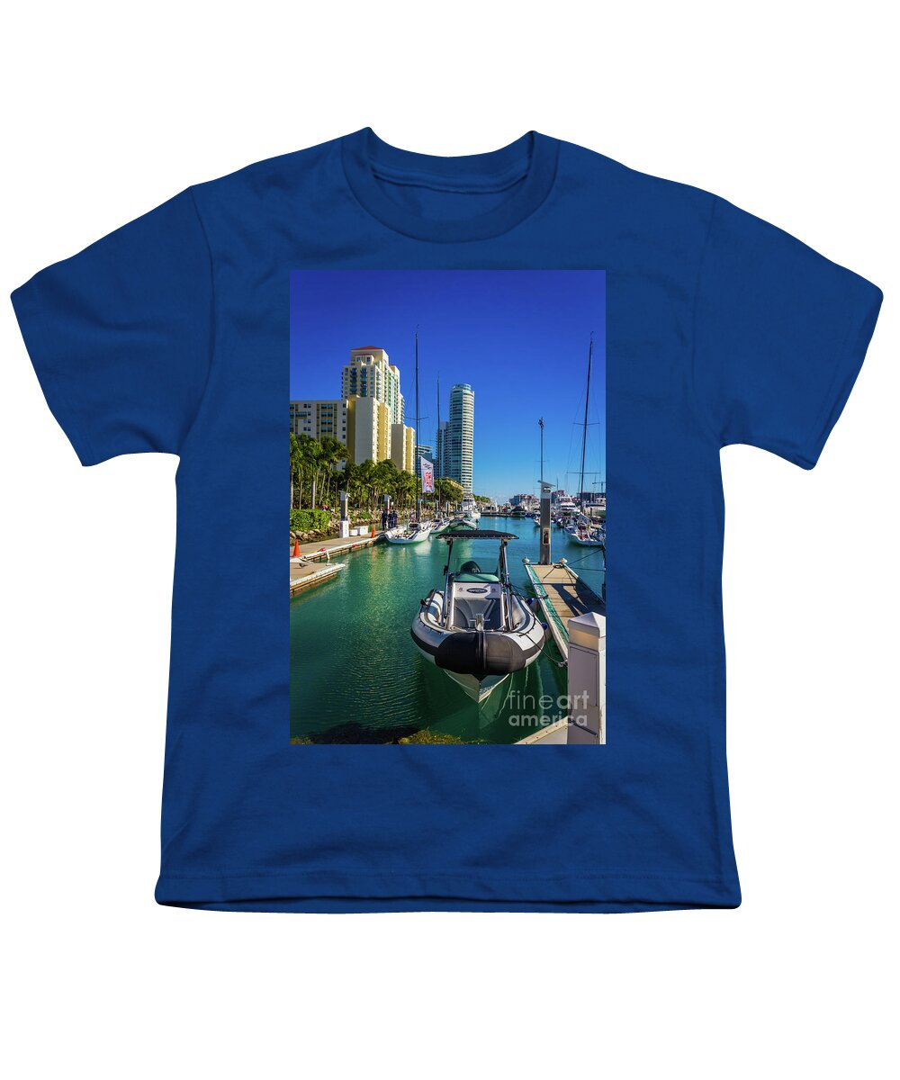 Miami Youth T-Shirt featuring the photograph Miami Beach Marina 4631 by Carlos Diaz