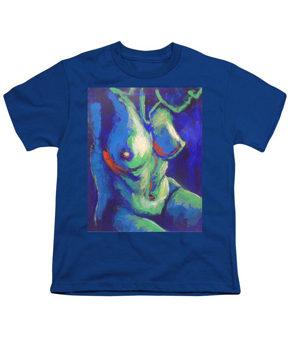 Abstract Youth T-Shirt featuring the painting Midnight Lady B - Female Nude by Carmen Tyrrell