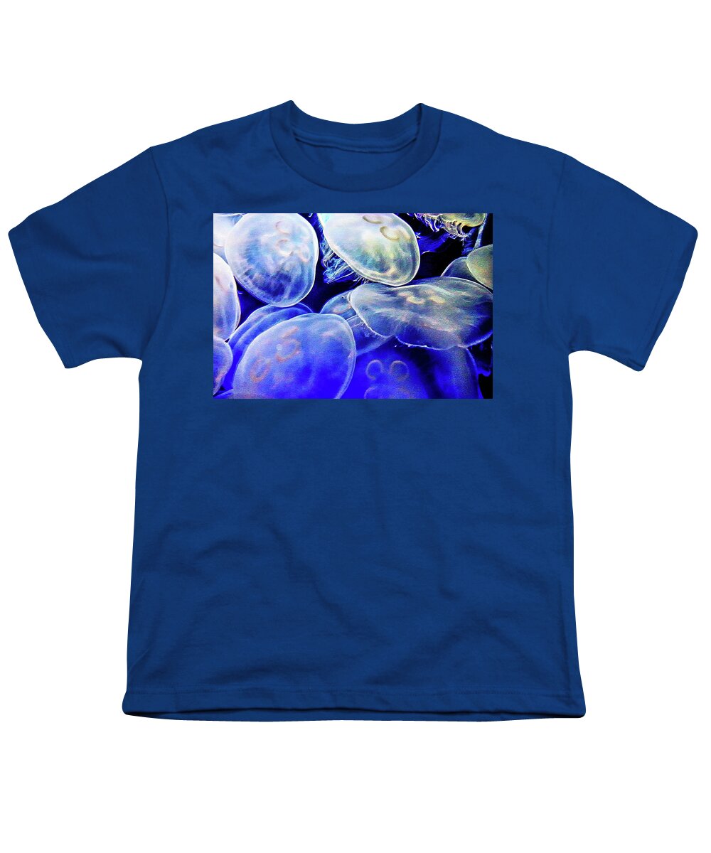 Jelly Fish Youth T-Shirt featuring the photograph Moon Jellies by Stoney Lawrentz