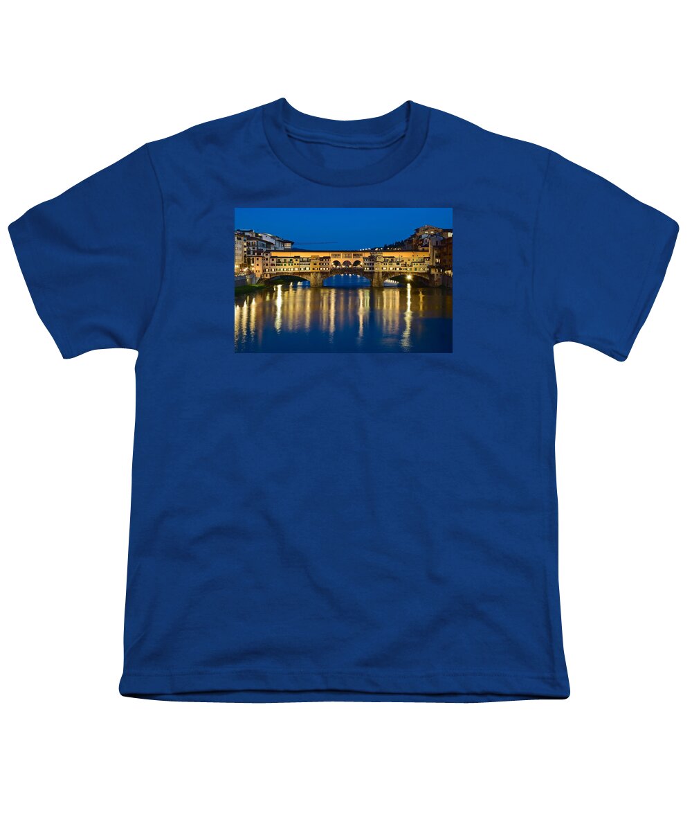 Ponte Youth T-Shirt featuring the photograph Ponte Vecchio by Frozen in Time Fine Art Photography