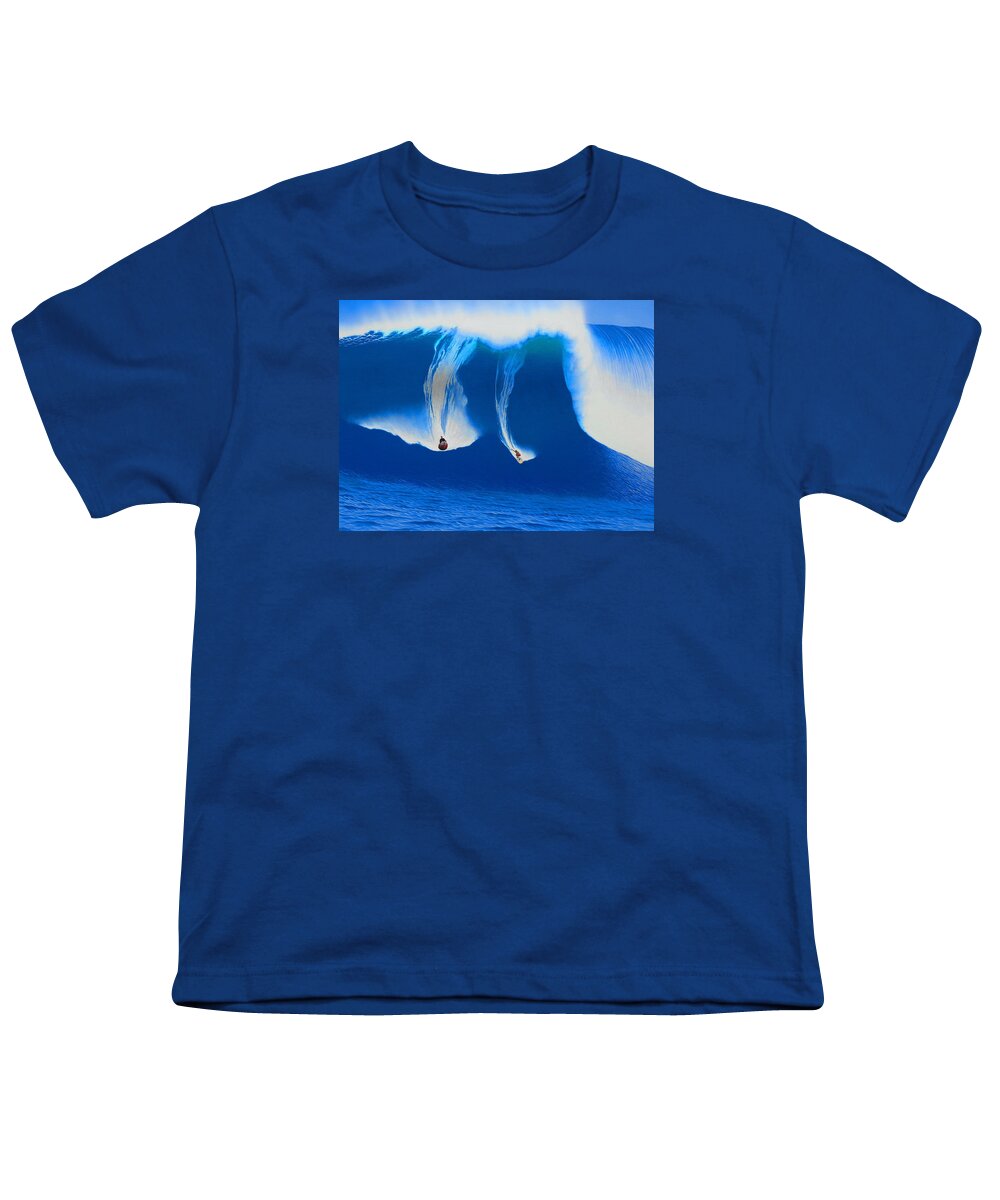 Surfing Youth T-Shirt featuring the painting Log Cabins 1998 by John Kaelin
