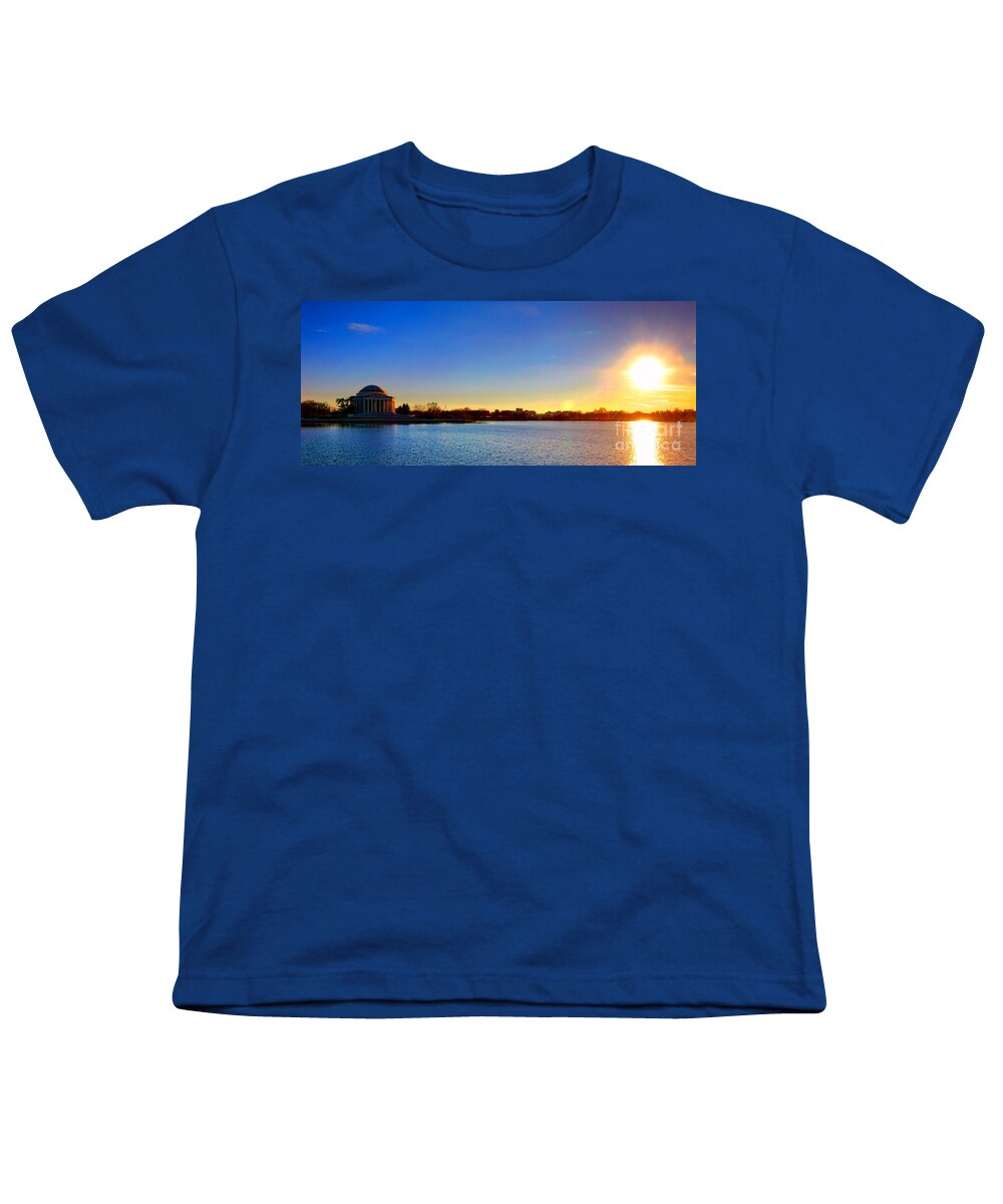 Jefferson Youth T-Shirt featuring the photograph Sunset over the Jefferson Memorial by Olivier Le Queinec