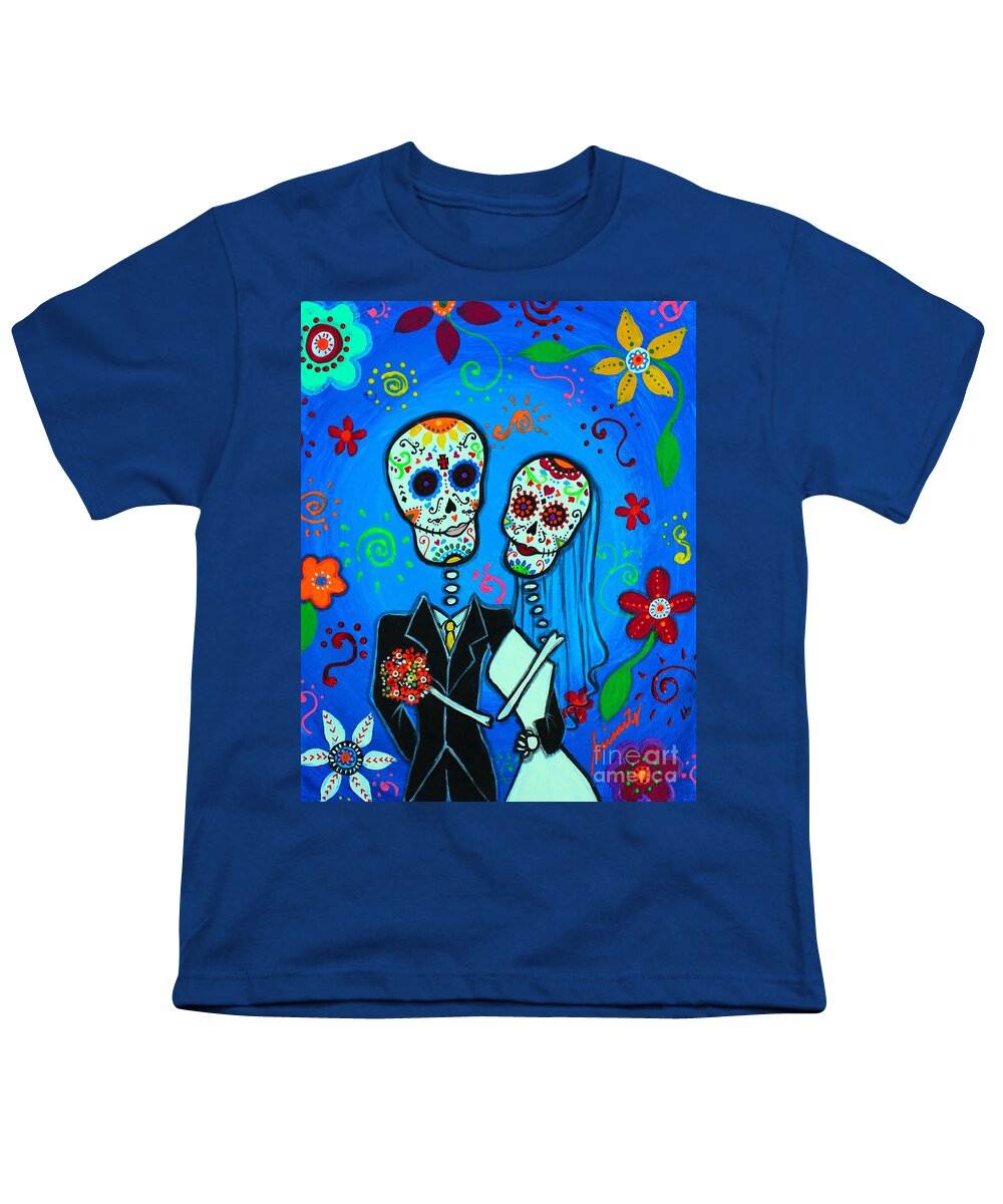 Day Of The Dead Youth T-Shirt featuring the painting Matrimonio #1 by Pristine Cartera Turkus
