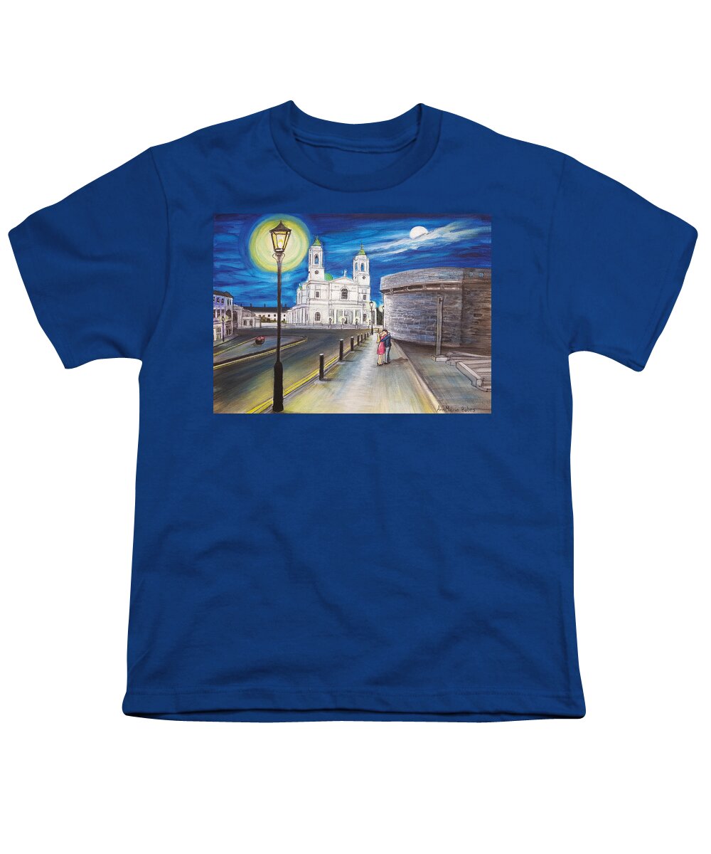 Moonlight Youth T-Shirt featuring the painting A Kiss by the Castle by Anna Boles